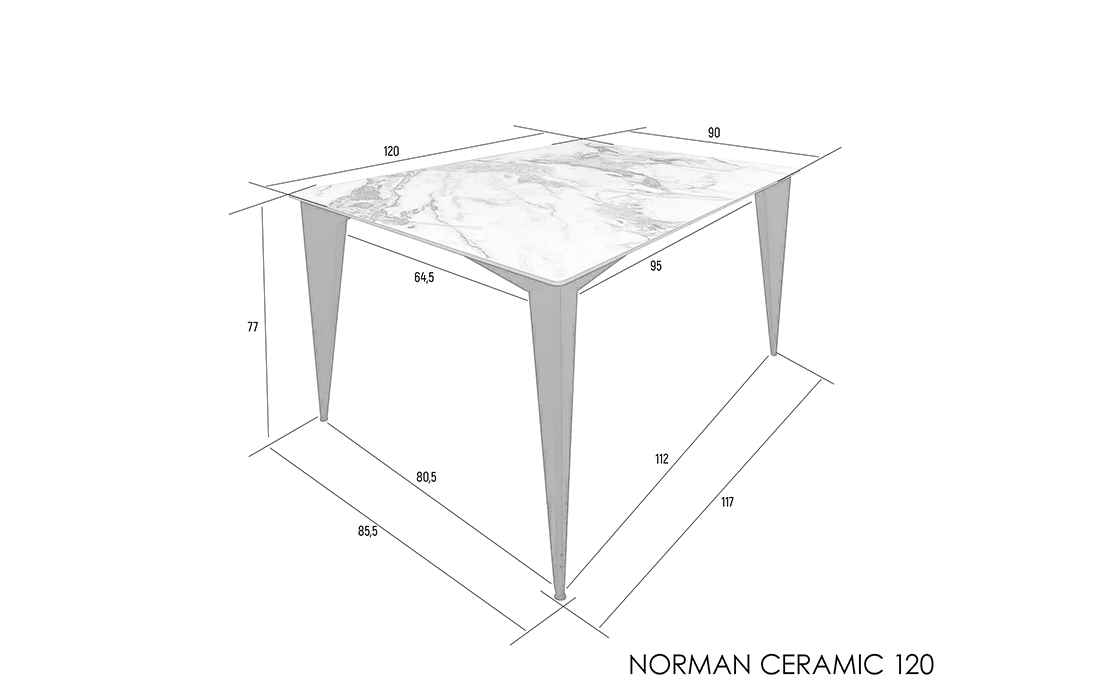 Стіл керамічний Norman Ceramic (Фенікс глянець) #3